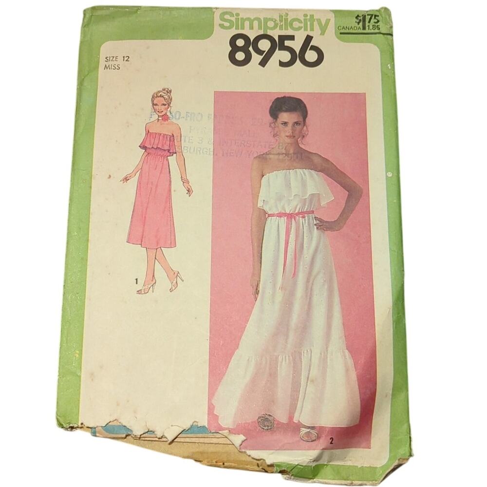 Simplicity 8956 Vintage Sewing Pattern Size 12 Bust 34 Misses Dress or Jumper